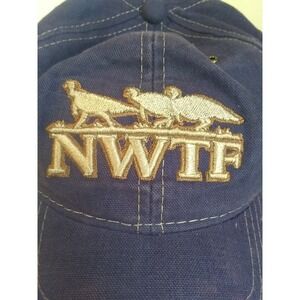 NWTF National Wild Turkey Federation Baseball Cap Hat Gold Navy Blue Strap Back